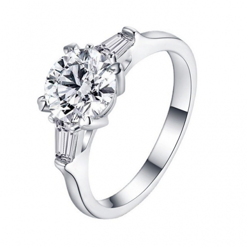 925 Sterling Silver European And American Style Three Diamond Ladies Ring 2 Carat SONA Diamond Ring