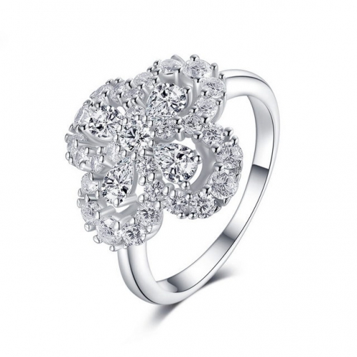 925 Sterling Silver Jewelry Fashion Hollow Flower Design SONA Diamond Inlaid Ladies Ring