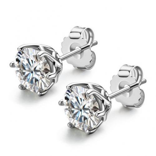 925 Sterling Silver Earrings Mozanstone Earrings Lace Six-Claw Earrings Women Fashion Jewelry