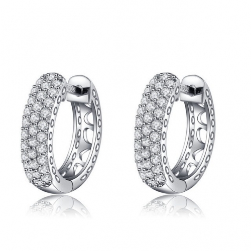 925 Sterling Silver Earrings Circle SONA Diamond Inlaid Ladies Earrings Korean Fashion Jewelry
