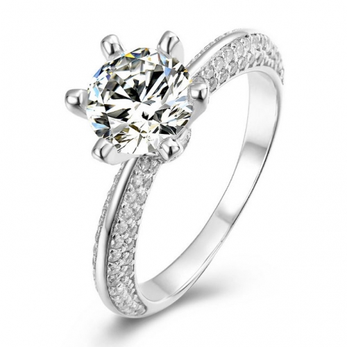 925 Sterling Silver Female Ring 1 Carat Mozanstone Ring 18K Gold Plated Wedding Ring High Quality Accessories Jewelry