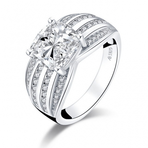 S925 Sterling Silver Square 3.5 Carat SONA Diamond European And American Fashion Luxury Ladies Ring