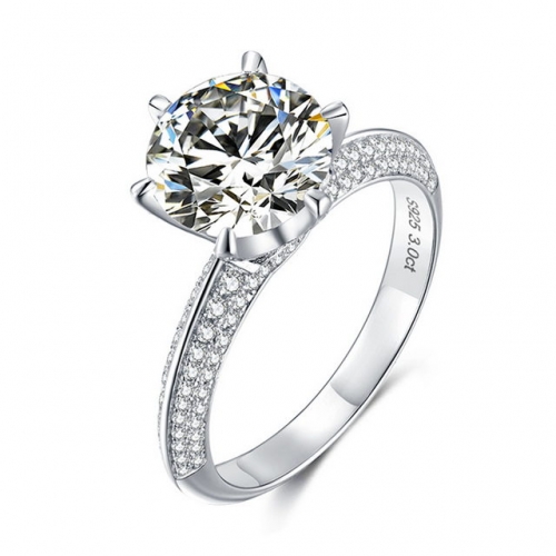 925 Sterling Silver Female Ring 3.0 Carat Moissanite Ring 18K Gold Plated Wedding Ring Sterling Silver Jewelry Wholesale