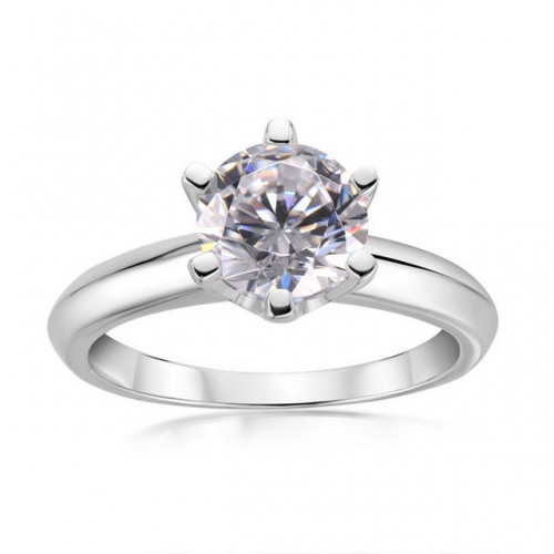 925 Sterling Silver Ring Classic 2 Carat SONA Diamond Ring Simple Six Claw Ladies Ring