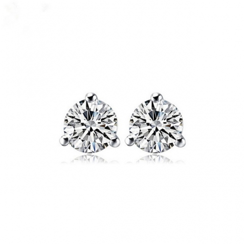 925 Sterling Silver Round SONA Diamond Imitation Diamond Three Craws Ladies Earrings Jewelry Wholesale