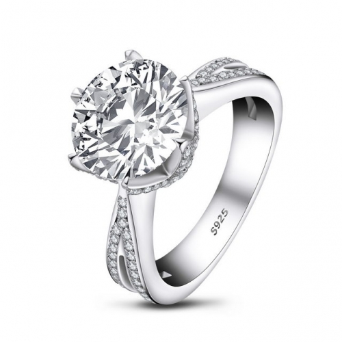 S925 Sterling Silver Hot Sale Korean Style 4 Carat SONA Diamond Simplicity Fashion Ladies Ring Wholesale Jewelry