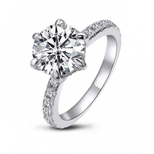 S925 Sterling Silver 4 Carat SONA Diamond European And American Fashion Luxury Ladies Ring