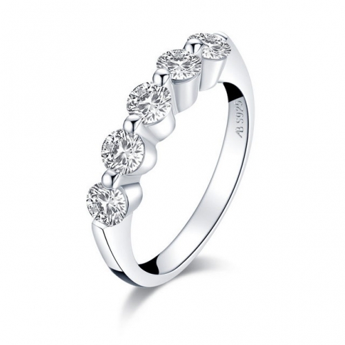 S925 Sterling Silver Korean Style Five SONA Diamond Row Simplicity Fashion Ladies Ring Jewelry Wholesale