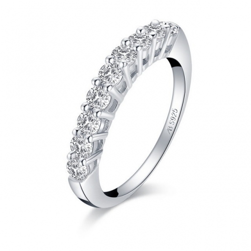 S925 Sterling Silver Simplicity Fashion SONA Diamond Row Ladies Ring Jewelry Wholesale