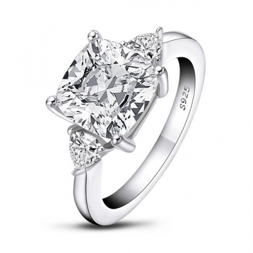 S925 Sterling Silver Square Large SONA Diamond European And American Fashion Luxury Ladies Ring