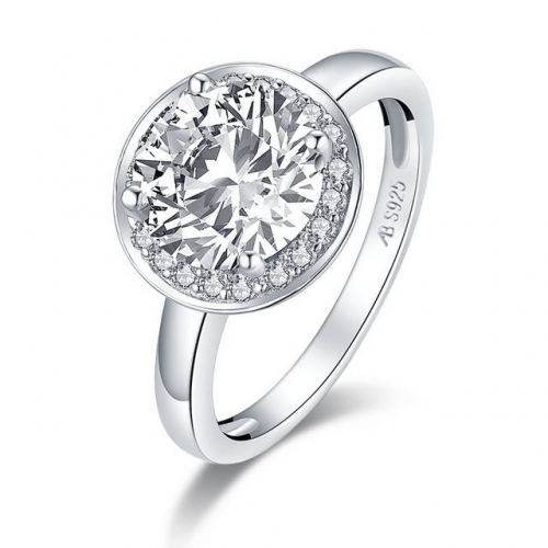 S925 Sterling Silver Round 2.65 Carat SONA Diamond European And American Fashion Luxury Ladies Ring