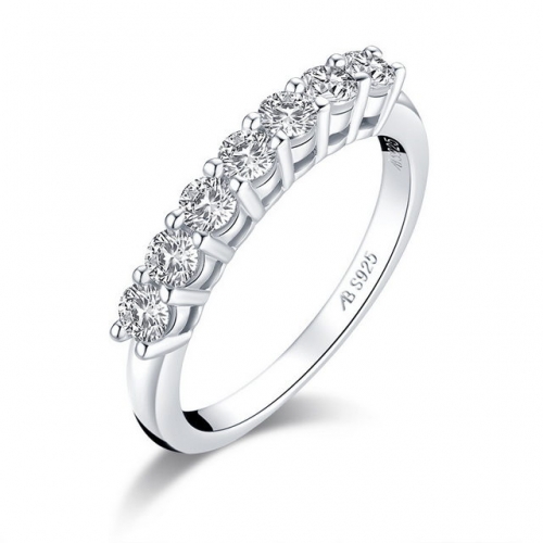 S925 Sterling Silver Classical Seven SONA Diamond Row Simplicity Fashion Ladies Ring Wholesale