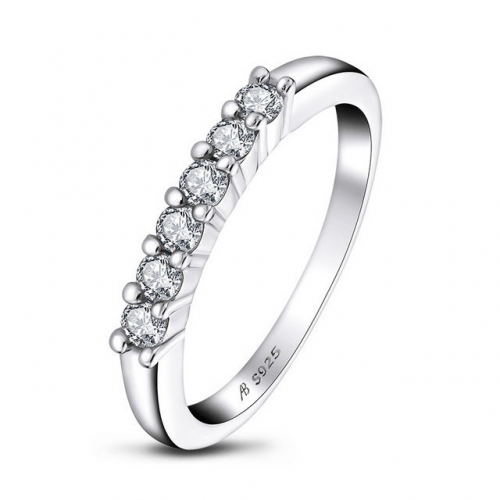 S925 Sterling Silver Six SONA Diamond Row Simplicity Fashion Ladies Ring Wholesale