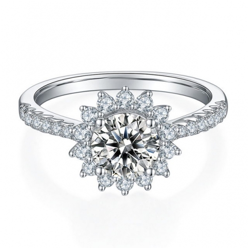 925 sterling silver female ring sun flower moissanite ring 18k gold wedding ring silver jewelry set for wedding