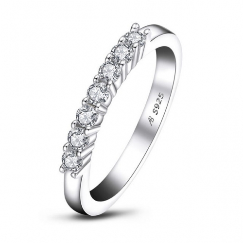 S925 Sterling Silver High Grade SONA Diamond Simplicity Fashion Ladies Row Ring Wholesale Jewelry Suppliers