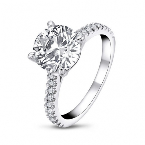 S925 Sterling Silver Hot Sale Korean Style 3 Carat SONA Diamond Four Craws Simplicity Fashion Ladies Ring