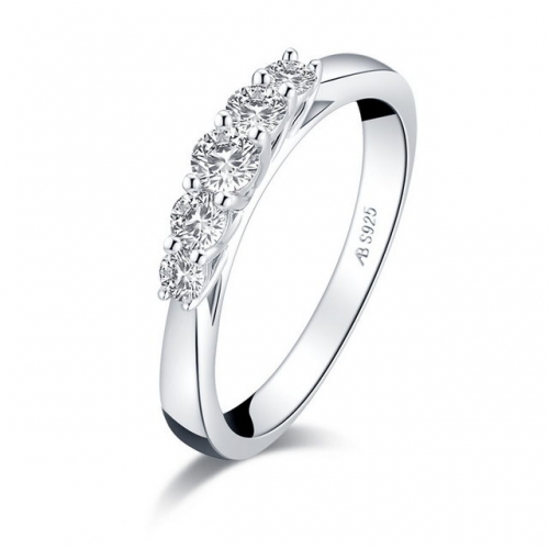 S925 Sterling Silver Princess Series SONA Diamond Simplicity Fashion Row Ladies Ring Silver Jewelry Wholesale