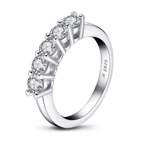 S925 Sterling Silver Classical SONA Diamond Simplicity Fashion Ladies Row Ring Silver Jewelry Wholesale