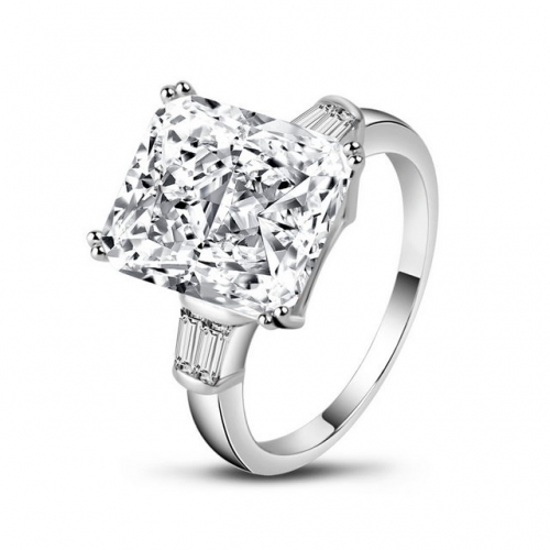 S925 Sterling Silver Square 5 Carat SONA Diamond European And American Fashion Luxury Ladies Ring