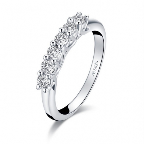 S925 Sterling Silver Six SONA Diamond Row Simplicity Fashion Ladies Ring Wholesale