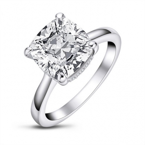 S925 Sterling Silver Hot Sale Korean Style 5 Carat Square SONA Diamond Simplicity Fashion Ladies Ring