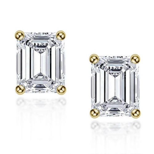 925 Sterling Silver Emerald Cut Square SONA Diamond Ladies Earrings Jewelry Wholesale