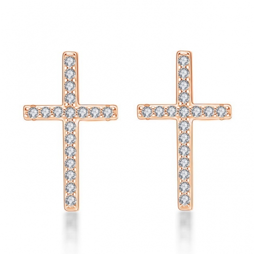925 Sterling Silver European And American Fashion SONA Diamond Inlaid Cross Ladies Earrings Jewelry Wholesale