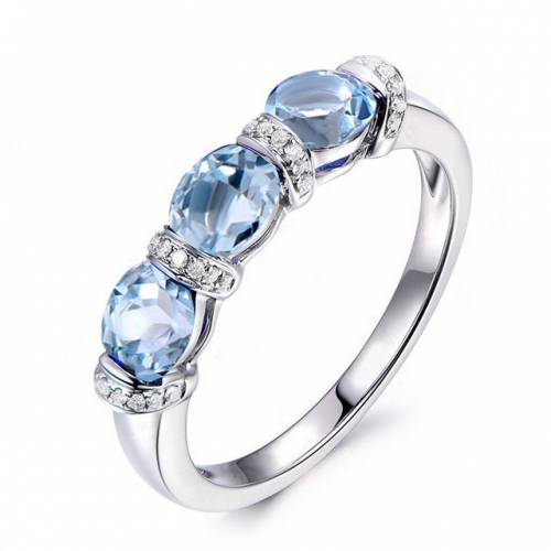 925 Sterling Silver Ring Natural Topaz Ring Popular Sky Blue Natural Gemstone Ring Cheap Jewelry Accessories Online