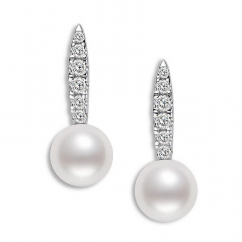 925 Sterling Silver Earrings Round Pearl Diamond Earrings Simple Ladies Earrings Silver 925 Wholesale Earrings