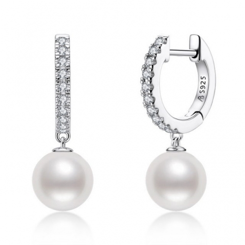 925 Sterling Silver Earrings Simple White Pearl Earrings Simple Ladies Earrings Online Wholesale Jewelry