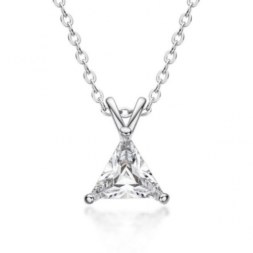 925 Sterling Silver Necklace SONA Diamond Triangle Pendant Necklace Trendy Chain Necklace Wholesale