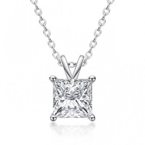 925 Sterling Silver Necklace Square SONA Diamond Pendant Necklace Fashion Korean Necklace 925 Sterling Silver Wholesale