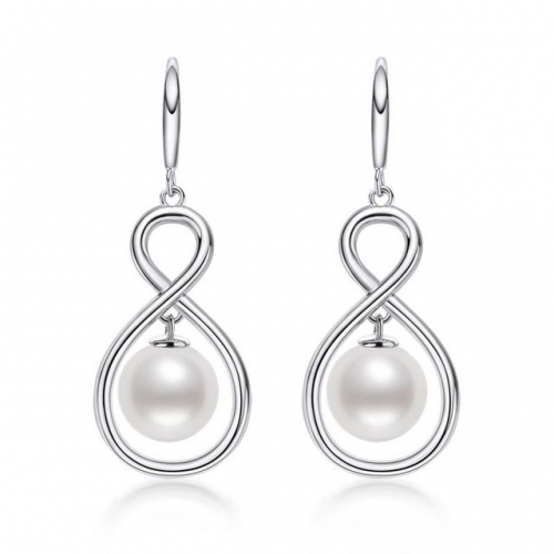 925 Sterling Silver Earrings Fringed Pearl Ear Hooks Simple Figure 8 Earrings Cheap Jewelry Accessories Online