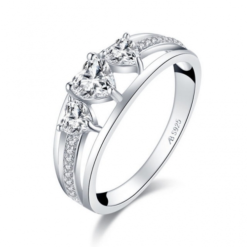 925 Sterling Silver Ring Heart-Shaped 0.5 Carat SONA Diamond Ring Sterling Silver Wedding Bands