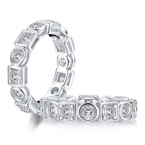 925 Sterling Silver Ring 3.5mm Simulation SONA Diamond Female Ring Fashion Full Circle Diamond Ring Wholesale Jewelry Good Quality