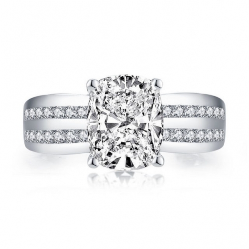 925 Sterling Silver Ring Rectangular SONA 4 Carat Diamond Ring Sterling Silver Wedding Ring Wholesale
