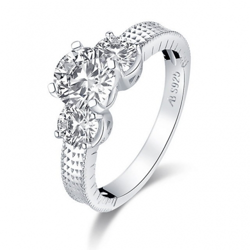 925 Sterling Silver Ring Three Diamonds 1 Carat SONA Simulation Diamond Ring Silver Jewelry Shopping Online