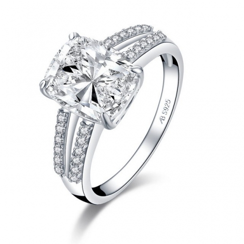 925 Sterling Silver Ring Radiant Cut SONA Diamond Ladies Ring Cheap Silver Rings Wholesale