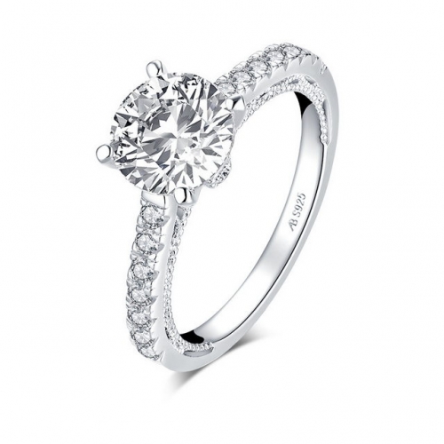 925 Sterling Silver Ring Round Diamond Design Ring Simple Wedding Ring Silver And Diamond Ring