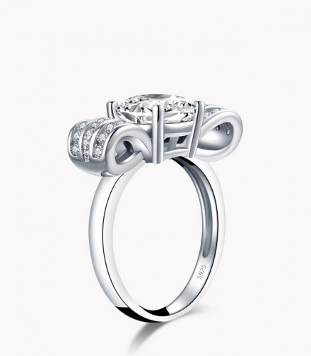 925 sterling silver ring 3 carat creative diamond ring bow female ring silver and diamond ring