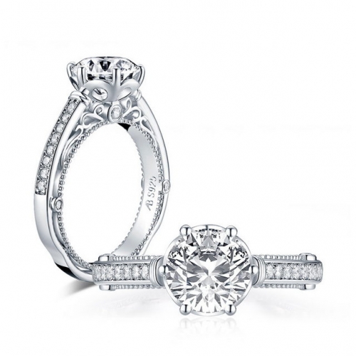 925 Sterling Silver Ring Design Ring 2 Carat Simulation Diamond Female Ring Silver And Diamond Ring