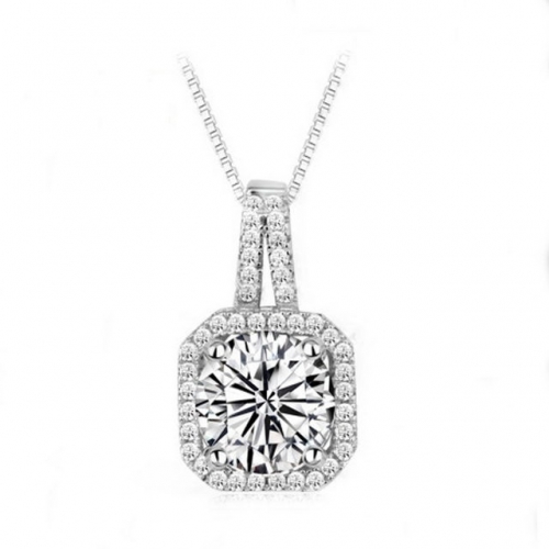 S925 Sterling Silver Pendant Full Diamond Square Pendant Zircon Pendant Wholesale 925 Silver Wholesale