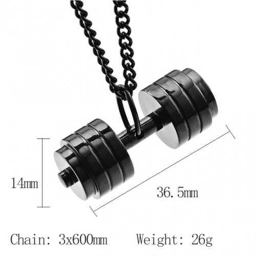 Titanium Steel Dumbbell Necklace Fitness Barbell Pendant-SJ5ADZ120