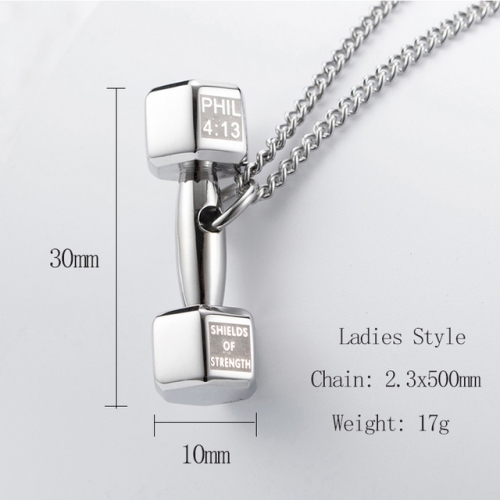 Titanium Steel Fitness Dumbbell Pendant Couple Necklace Jewelry-SJ5DDZ116