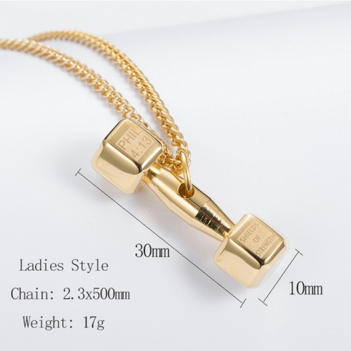 Titanium Steel Fitness Dumbbell Pendant Couple Necklace Jewelry-SJ5EDZ116