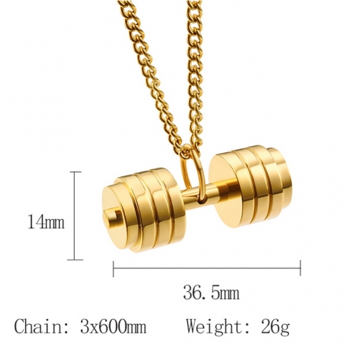 Titanium Steel Dumbbell Necklace Fitness Barbell Pendant-SJ5DZ120