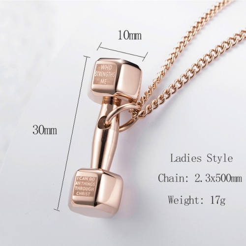 Titanium Steel Fitness Dumbbell Pendant Couple Necklace Jewelry-SJ5GDZ116