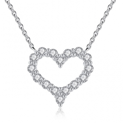 925 Sterling Silver Necklace Simple Heart-Shaped Necklace Popcorn Chain Necklace