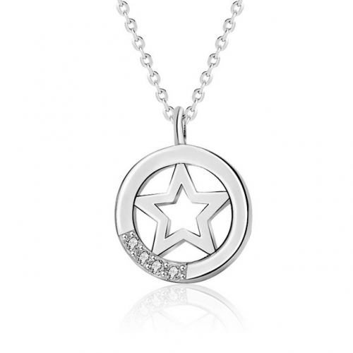 925 Sterling Silver Necklace Hollow Five-Pointed Star Necklace Sterling Silver Fashion Jewelry