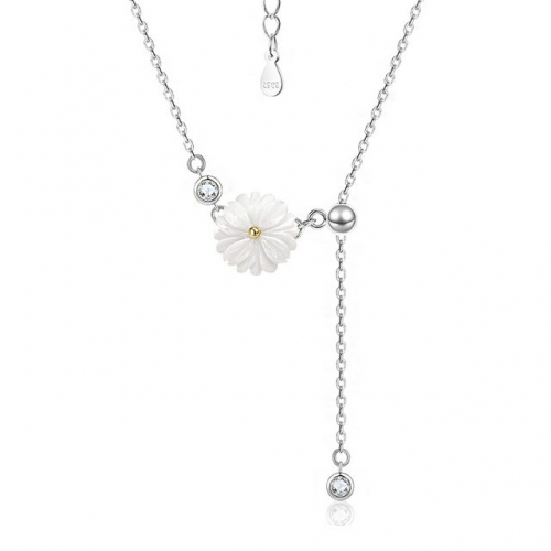 925 Sterling Silver Necklace Small Daisy Shell Necklace Sterling Silver Necklace Wholesale